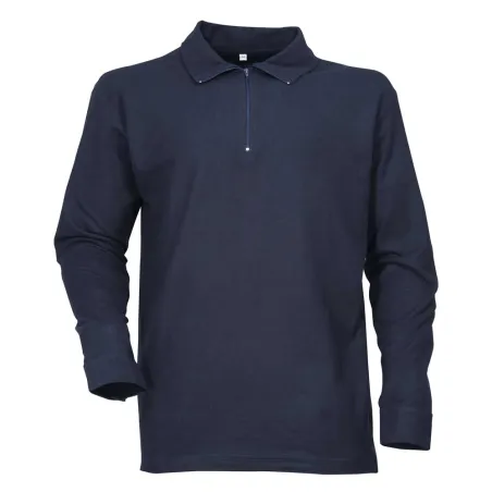 Chemise F1 coton marine 240g/m2 col zippé poignets boutonnés