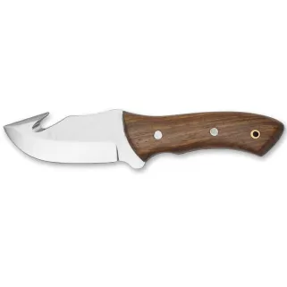Couteau à dépecer 17cm lame acier inox manche bois étui cuir