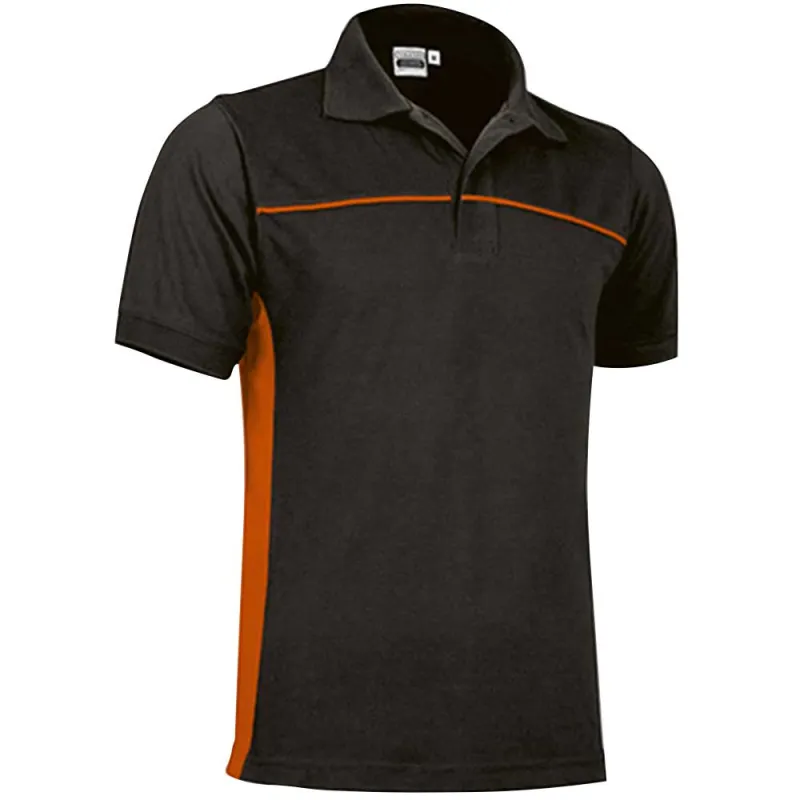 Polo Thunder noir-orange 50% polyester coton 2 boutons 60 car Polo Thunder noir-orange 50% polyester coton 2 boutons 60 car