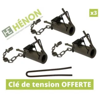 3 Pièges raton laveur couvre-main tube 9cm métal chaîne 30cm