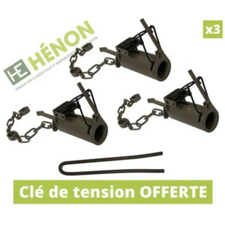 3 Pièges raton laveur couvre-main tube 9cm métal chaîne 30cm