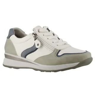 Baskets zip blanc/gris PU doublure microfibre du 37 au 41