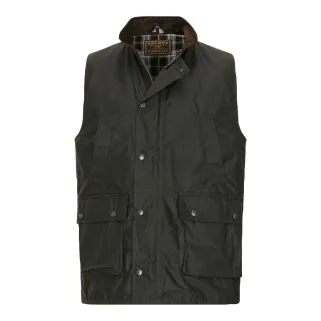 Gilet Winchester Vert Coton Ciré Imperméable 4 Poches Col Velours