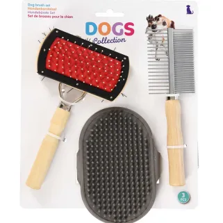 3 Brosses pour Animaux avec Poignées Bois d’Érable Naturel