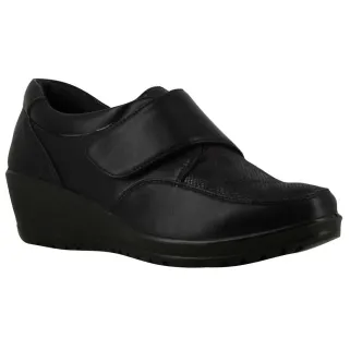 Chaussures scratch noir talon compensé PU - Fermeture pratique