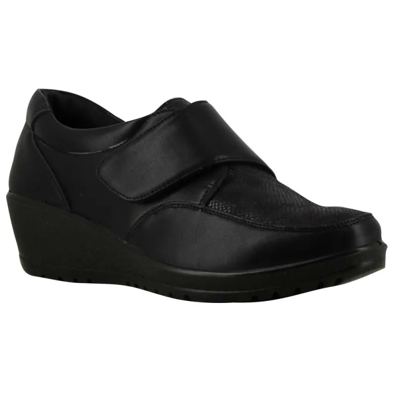 Chaussures scratch noir talon compensé PU - Fermeture pratique Chaussures scratch noir talon compensé PU - Fermeture pratique