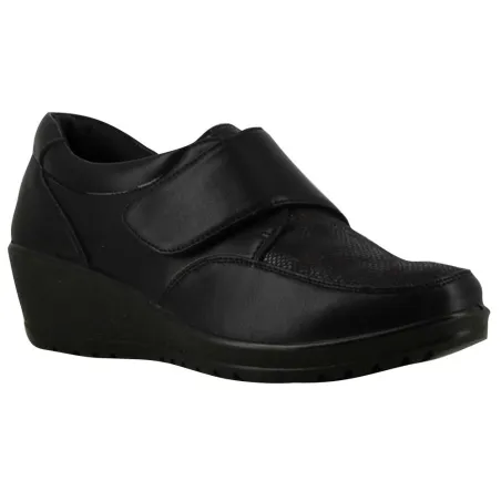 Chaussures scratch noir talon compensé PU - Fermeture pratique