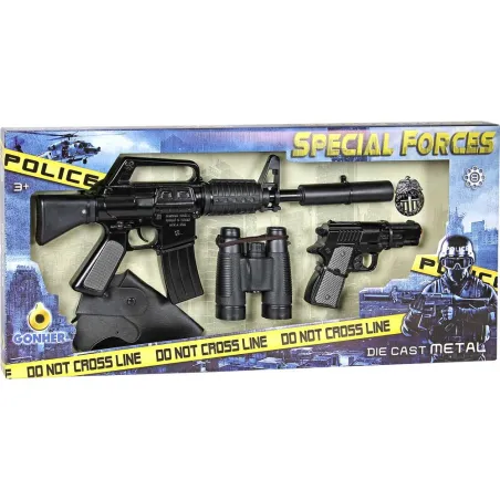 Set police enfant 5 accessoires mitraillette pistolet jumelles Set police enfant 5 accessoires mitraillette pistolet jumelles