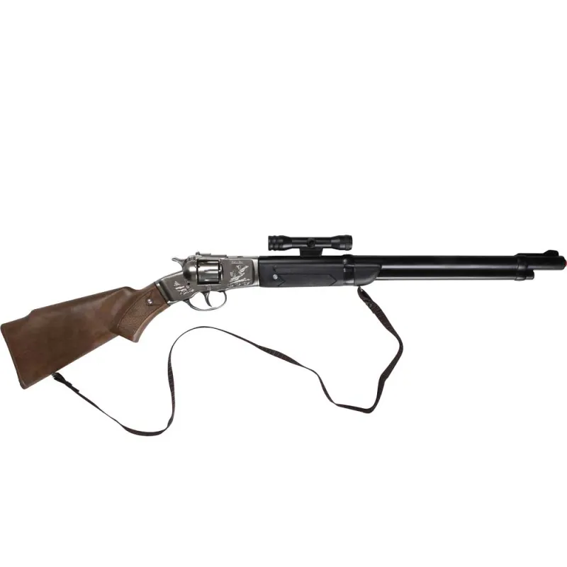 Fusil Rifle cowboy 8 coups métal crosse bois enfant 60cm