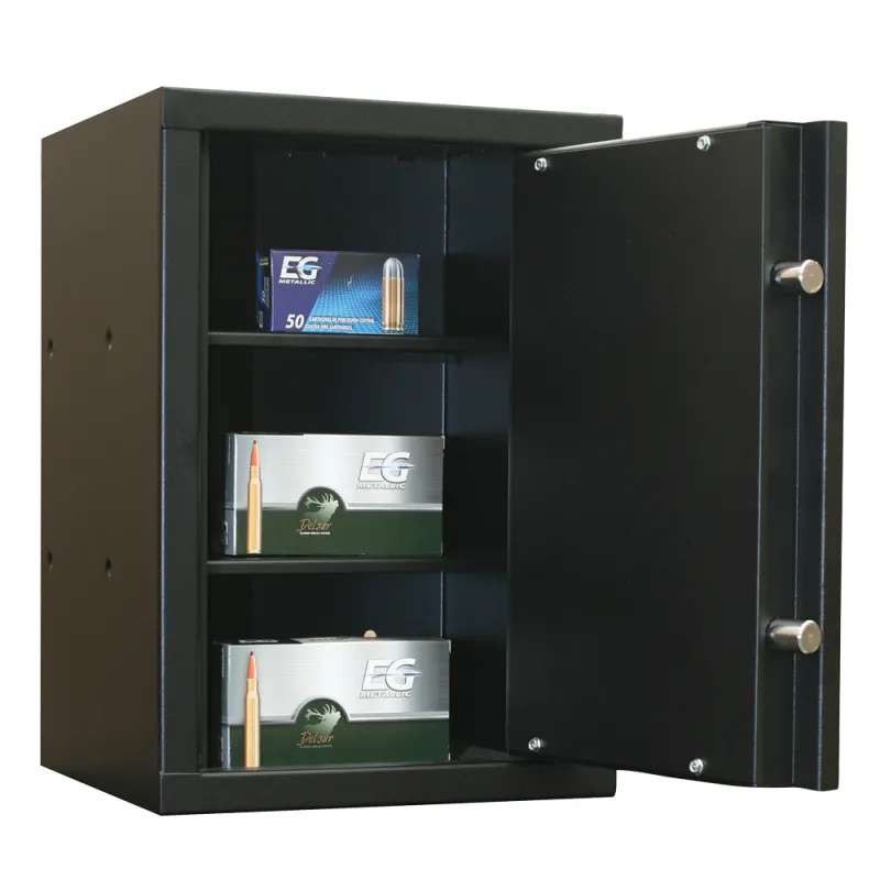 Coffre-fort acier 2mm double cylindre 18mm serrure 6 lames époxy