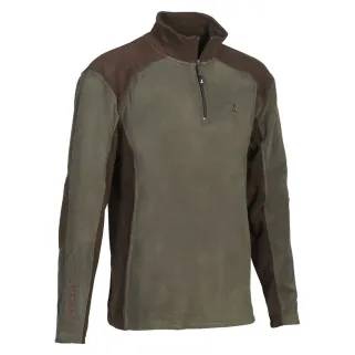 Polo polaire kaki 100% polyester 220g/m² col zippé renforts