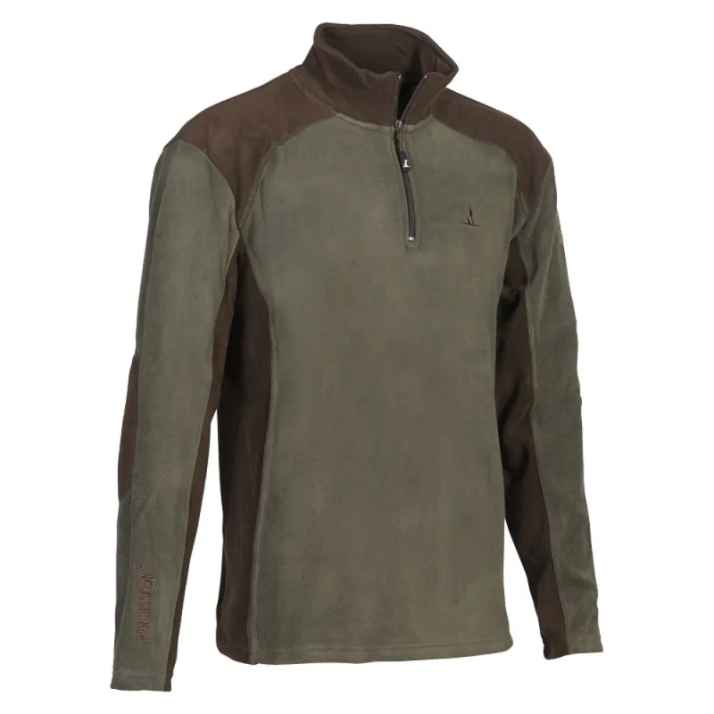 Polo polaire kaki 100% polyester 220g/m² col zippé renforts