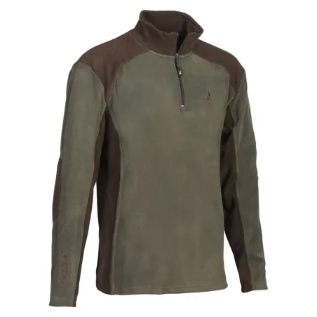 Polo polaire kaki 100% polyester 220g/m² col zippé renforts