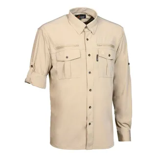 Chemise antitic kaki manches longues stretch 4 poches polyamide
