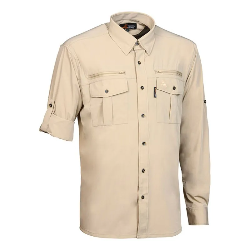 Chemise antitic kaki manches longues stretch 4 poches polyamide Chemise antitic kaki manches longues stretch 4 poches polyamide