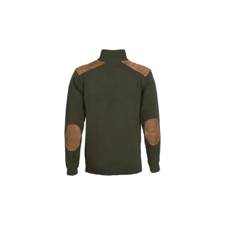Pull Fox Col Zippé Marron Acrylique Laine Empiècements Suédine Pull Fox Col Zippé Marron Acrylique Laine Empiècements Suédine