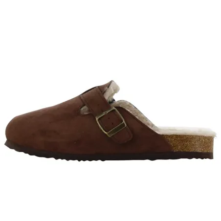 Sabots fermés fourrés marron nubuck fourrure synthétique