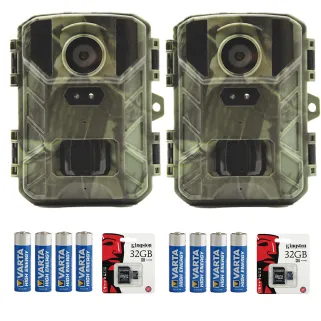 Kit 2 caméras détecteurs camouflage + 8 piles + 2 cartes SD