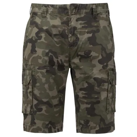Short cargo camo coton 98% élasthanne 2% fermeture éclair 4 poches