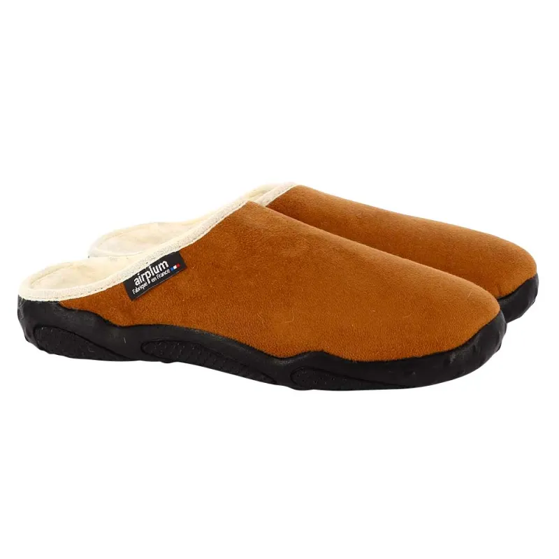 Chaussons Mules Fourrées Doudou Marron Airplum