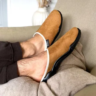 Chaussons Mules Fourrées Doudou Marron Airplum