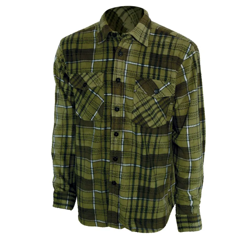 Chemise chaude à carreaux polyester peigné lourd verte M à 3 XL Chemise chaude à carreaux polyester peigné lourd verte M à 3 XL