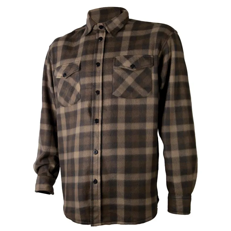 Chemise chaude à carreaux 2 poches polyester marron M à 3XL