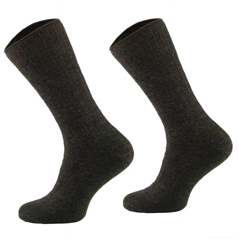 Chaussettes mérino kaki non-comprimantes 80% laine 15% polyamide Chaussettes mérino kaki non-comprimantes 80% laine 15% polyamide