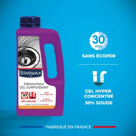 Déboucheur gel surpuissant soude caustique 30% - 1L Déboucheur gel surpuissant soude caustique 30% - 1L