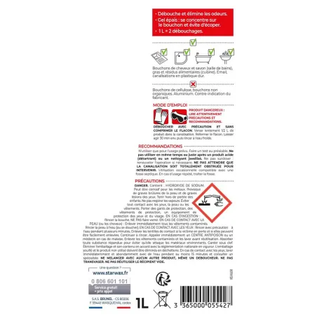 Déboucheur gel surpuissant soude caustique 30% - 1L Déboucheur gel surpuissant soude caustique 30% - 1L