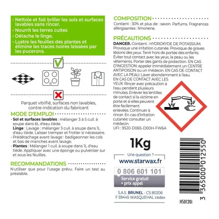 Sanoir noir mou huile de lin 1kg - nettoyant naturel 99.7%