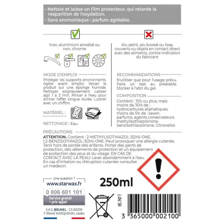 Nettoyant spécial alu inox chrome étain - Film protecteur 500ml