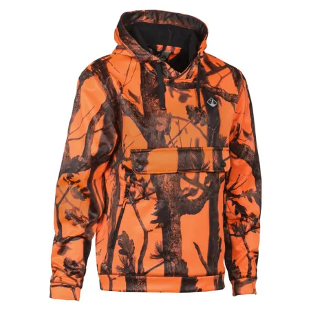 Sweatshirt à capuche polyester micro polaire poche ventrale zippée