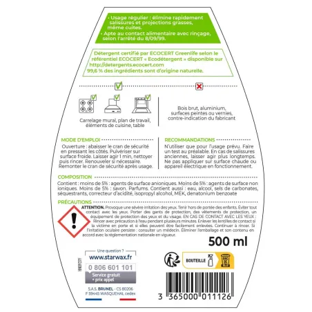 Dégraissant Express 99,6% Naturel Action 1min 500ml Dégraissant Express 99,6% Naturel Action 1min 500ml