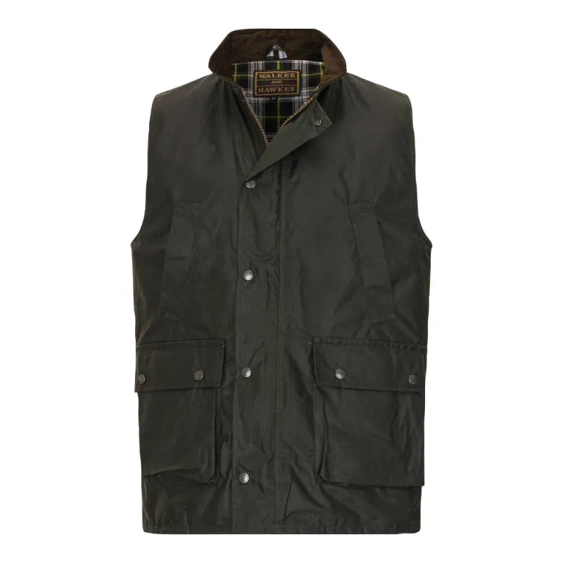 Gilet Winchester Vert Coton Ciré Imperméable 4 Poches Col Velours Gilet Winchester Vert Coton Ciré Imperméable 4 Poches Col Velours