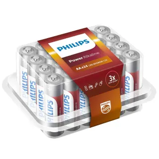 Lot 24 Piles Alcalines Philips Puissance longue durée AA
