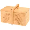 Boîte couture bois pin 3 couches 5 sections séparateur extensible 30x18x19cm