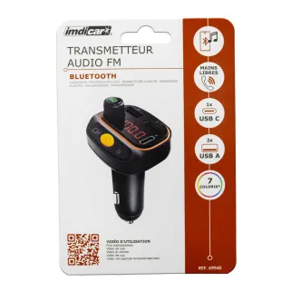 Transmetteur FM Bluetooth Auto USB Appels Musique Smartphone