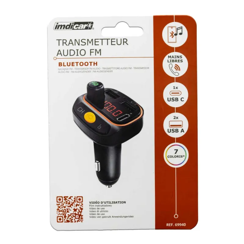 Transmetteur FM Bluetooth Auto USB Appels Musique Smartphone Transmetteur FM Bluetooth Auto USB Appels Musique Smartphone