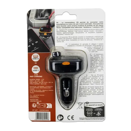 Transmetteur FM Bluetooth Auto USB Appels Musique Smartphone Transmetteur FM Bluetooth Auto USB Appels Musique Smartphone