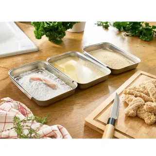 Ensemble pour paner inox 430 - 20,5x15,5x3cm empilable