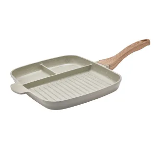 Poêle grill compartimentée céramique 31x24.5cm fonte alu 2mm