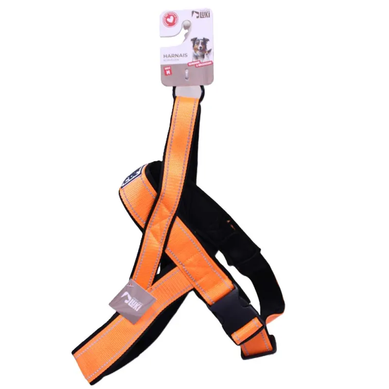 Harnais norvégien réfléchissant orange néoprène nylon 60-70cm