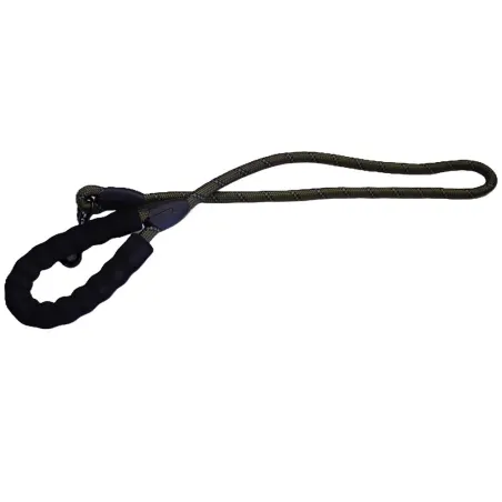 Longe réfléchissante nylon kaki 120x1,2cm pour chien