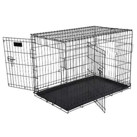 Cage métal grillagée avec plateau noir Cage métal grillagée avec plateau noir