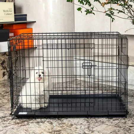 Cage métal grillagée avec plateau noir