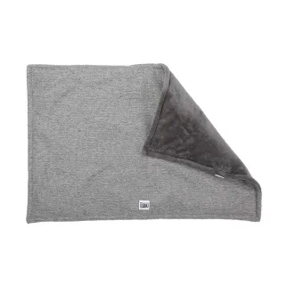 Plaid bi matière gris 90x60cm - Couverture douce déco