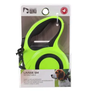 Laisse rétractable 5m sangle réfléchissante chien 40kg jaune