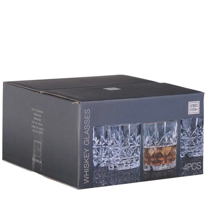 4 Verres Transparents 230ml - 228g Chacun