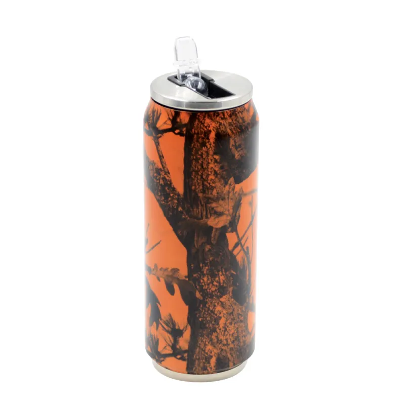 Canette Isotherme 500ml camouflage orange Ø 7cm H19 cm